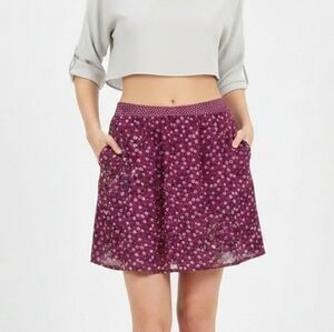 3/$20 NEW Costa Blanca Chiffon A-Line Mini Skirt Floral Tie Waist Purple Spring
